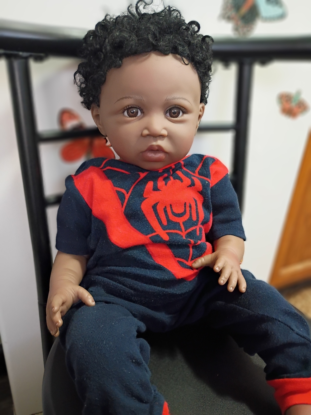 Black & Red Spider Graphic Baby Doll - Kids Toy